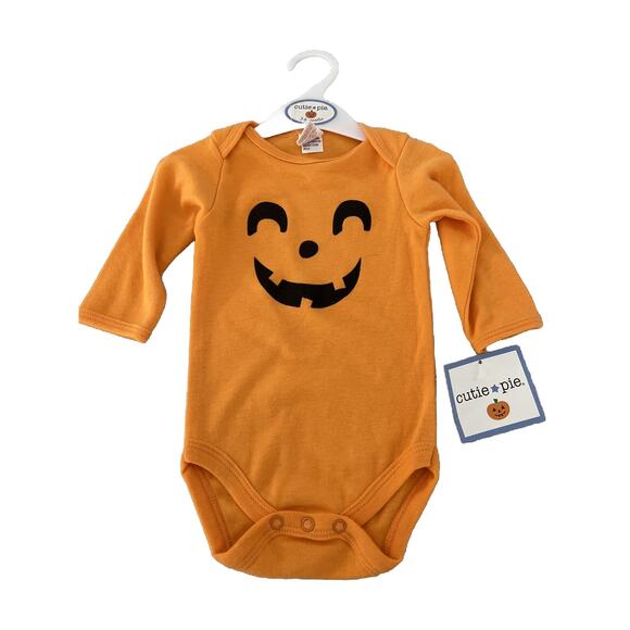Cutie pie 3-6 Month Pumpkin Halloween Bodysuit Long Sleeves Snap Crotch - Picture 1 of 4